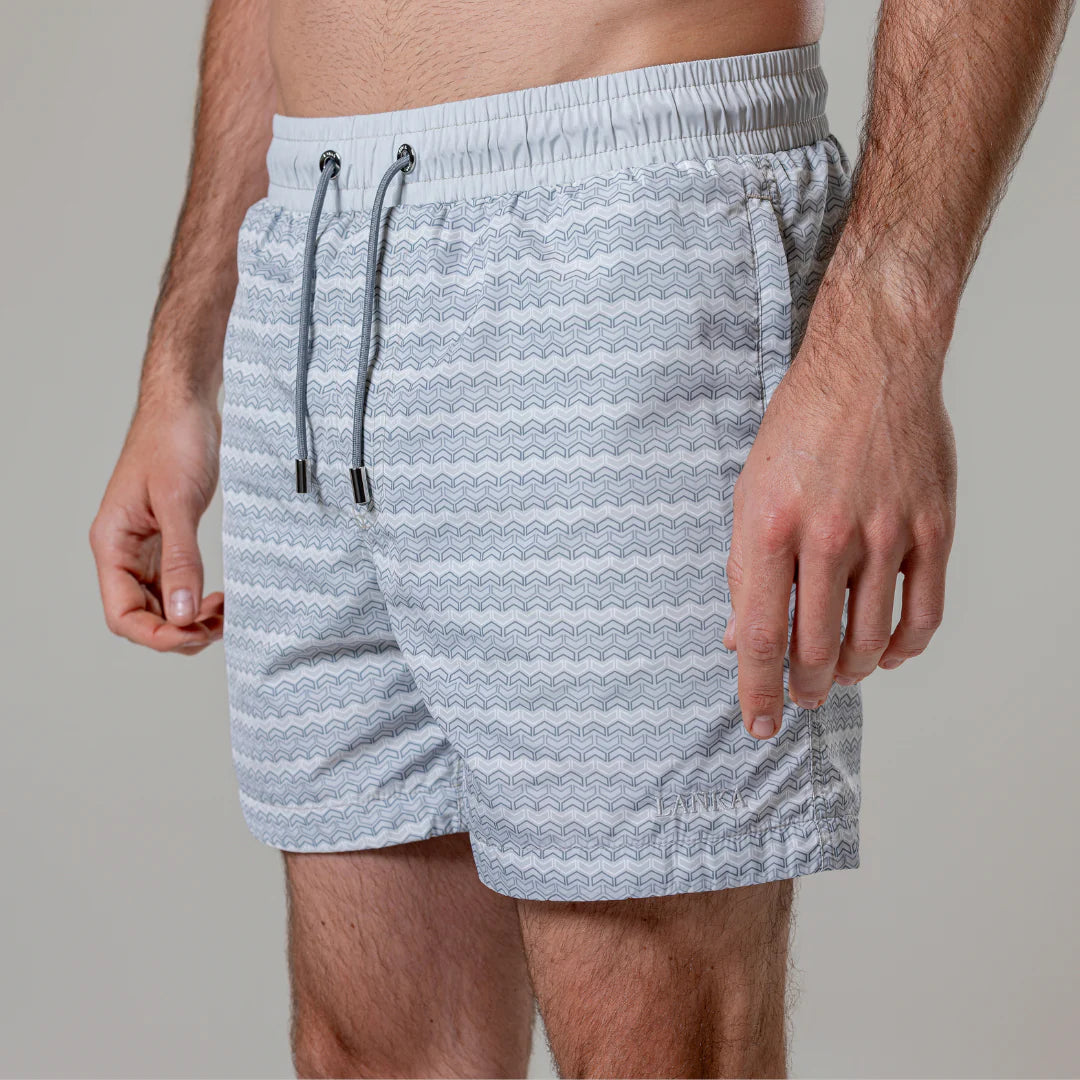 Lanka Chevron Shorts & Tee Set 'Grey White'
