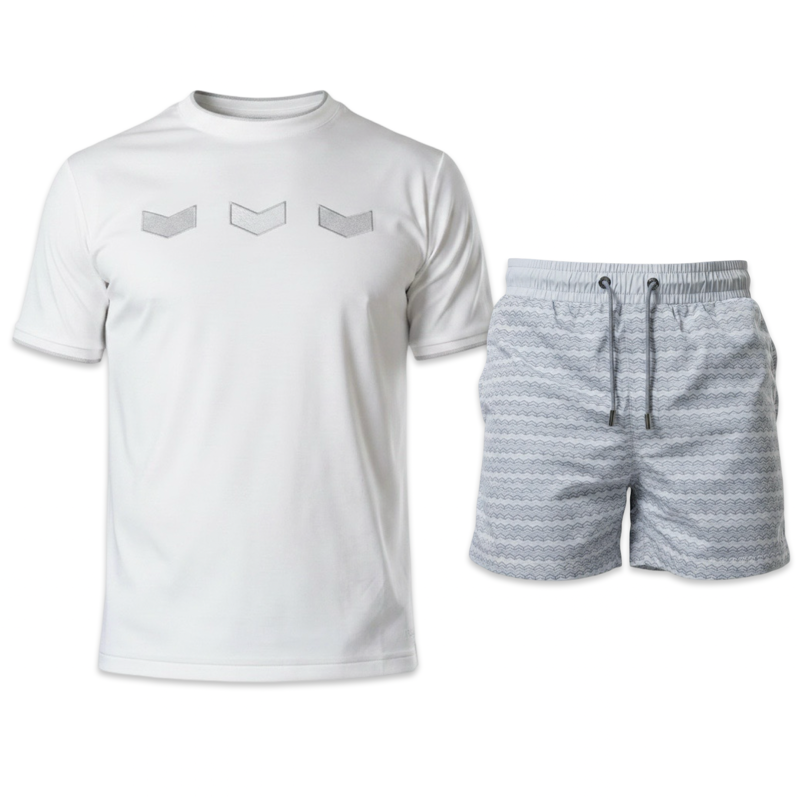 Lanka Chevron Shorts & Tee Set 'Grey White'