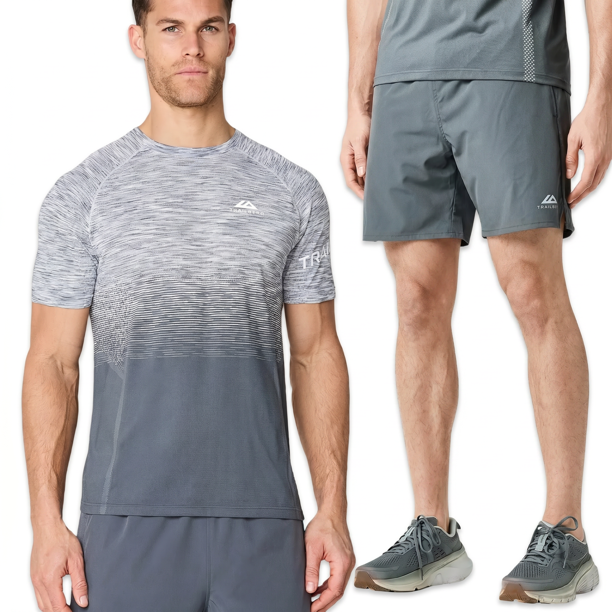 Trailberg Arc Seamless T-Shirt & Shorts Set ‘Grey’