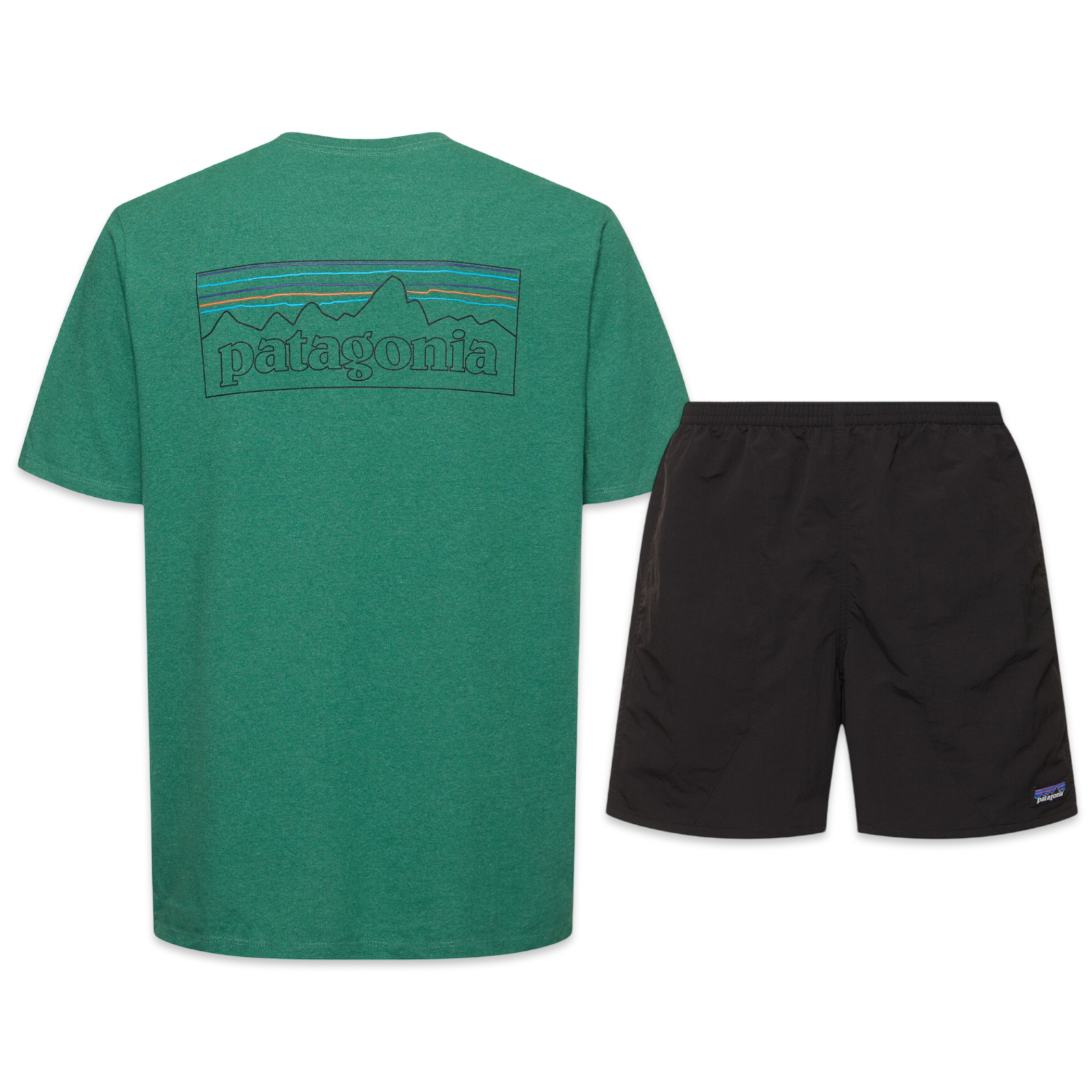 Patagonia Shorts & Tee Set ‘Green & Black’
