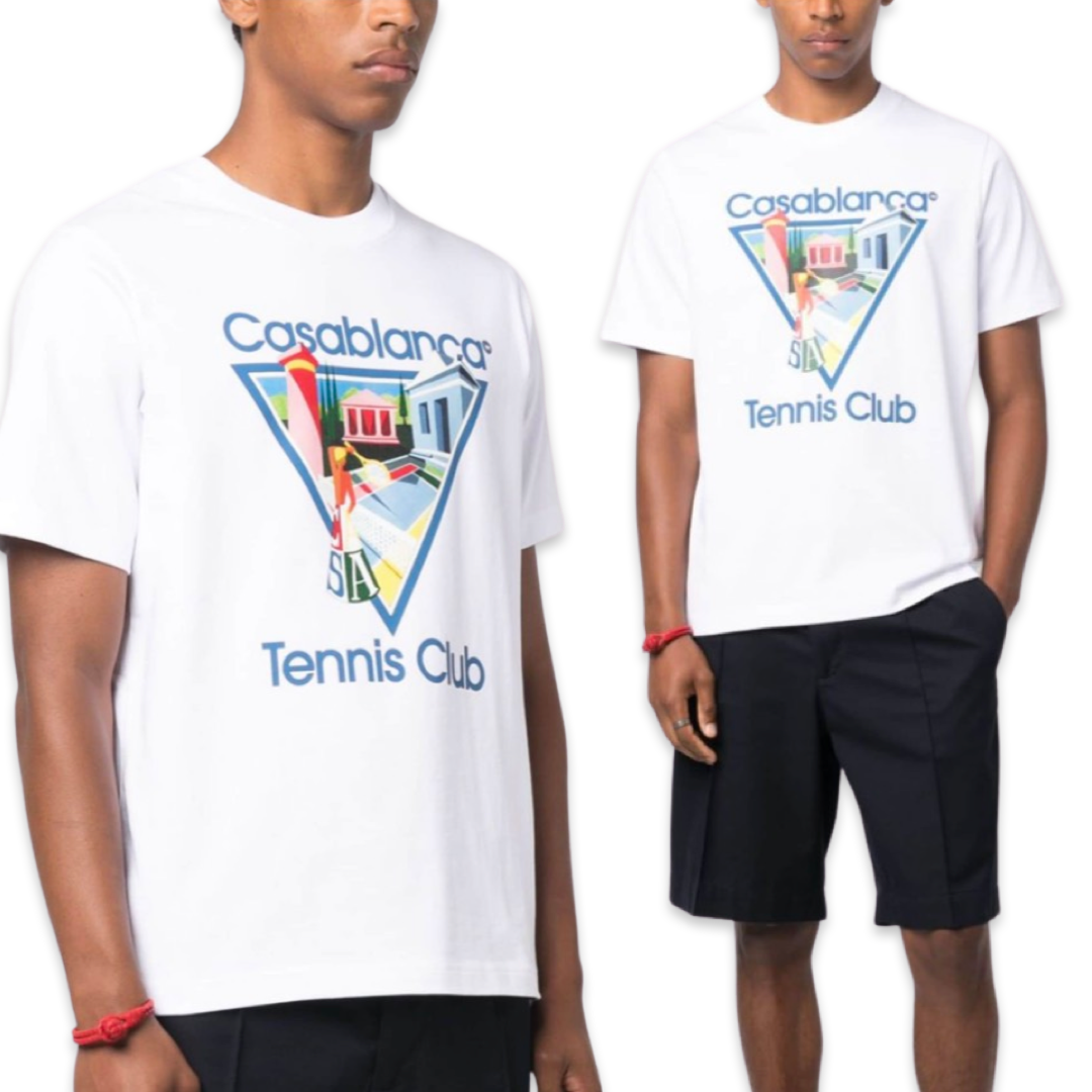 T-shirt Casablanca Tennis Club 'Blanc & Bleu'