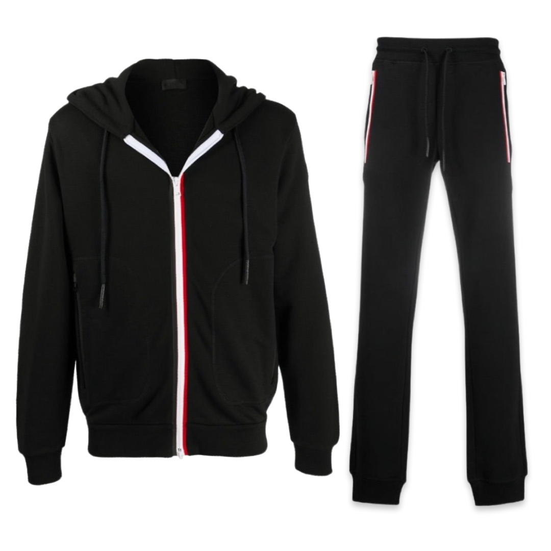 Black moncler tracksuit discount