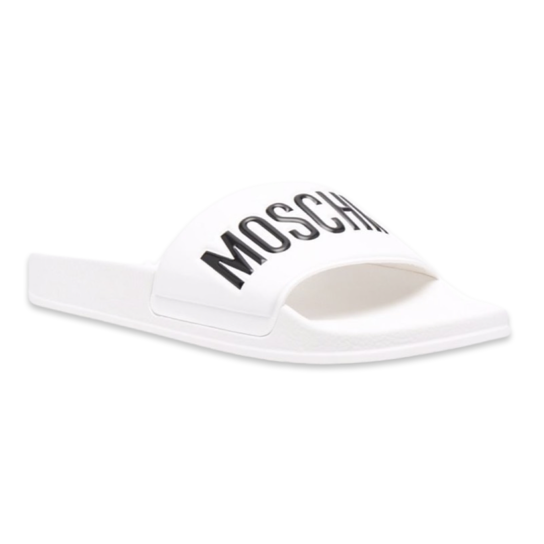 Moschino Claquettes à Logo 'Blanc'