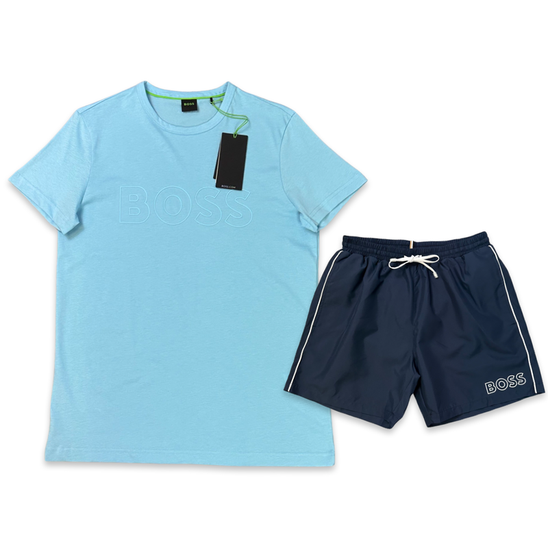 Hugo Boss T-Shirt & Shorts Set 'Blue & Navy'