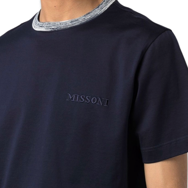 Missoni Striped Collar T-Shirt 'Navy’
