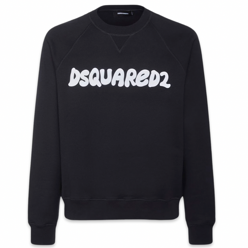 Dsquared2 Logo Print Crew Neck Sweatshirt Black LuxStreet