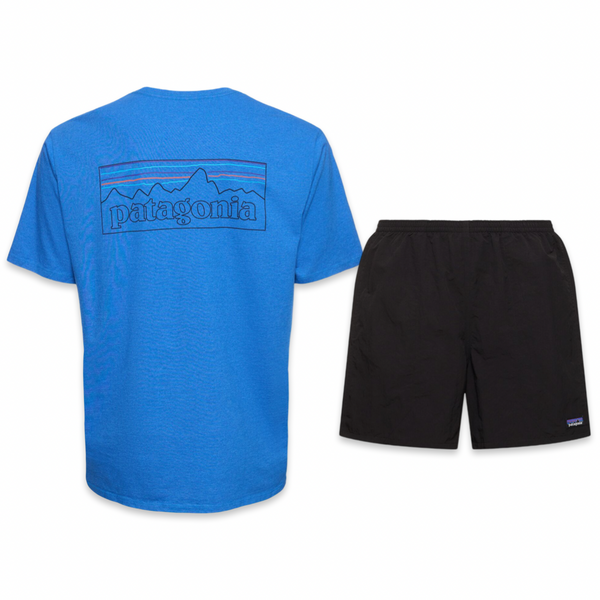 Patagonia Outline Shorts & Tee Set ‘Blue & Black’