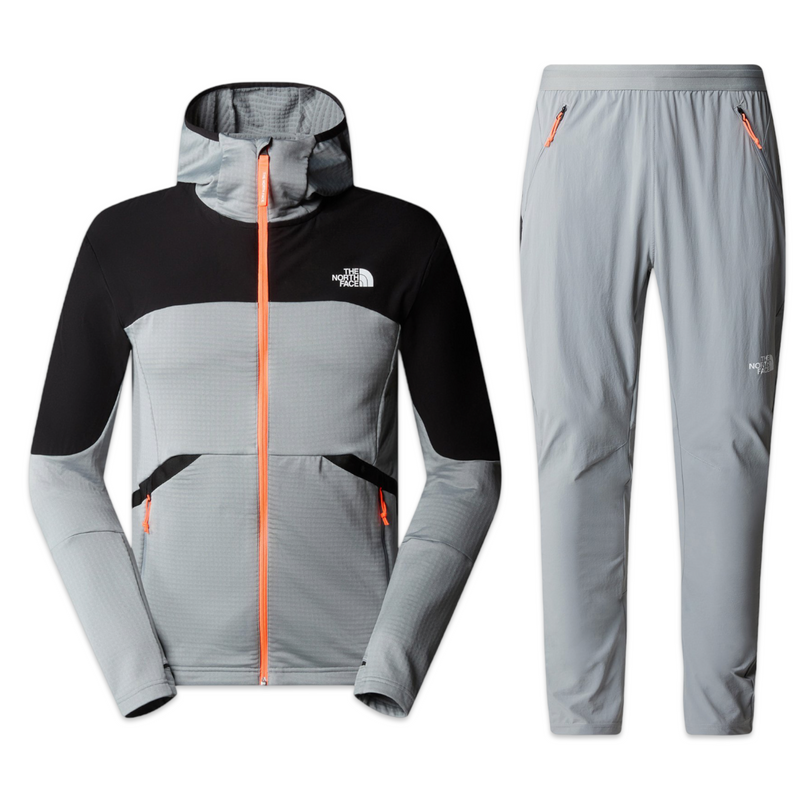 Grey and black north face tracksuit shop
