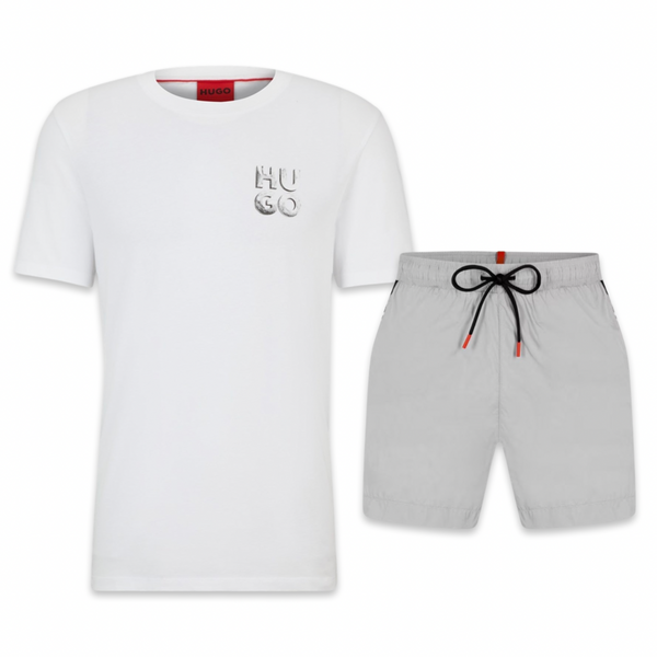 Hugo Boss T-Shirt & Shorts Set 'White & Grey'