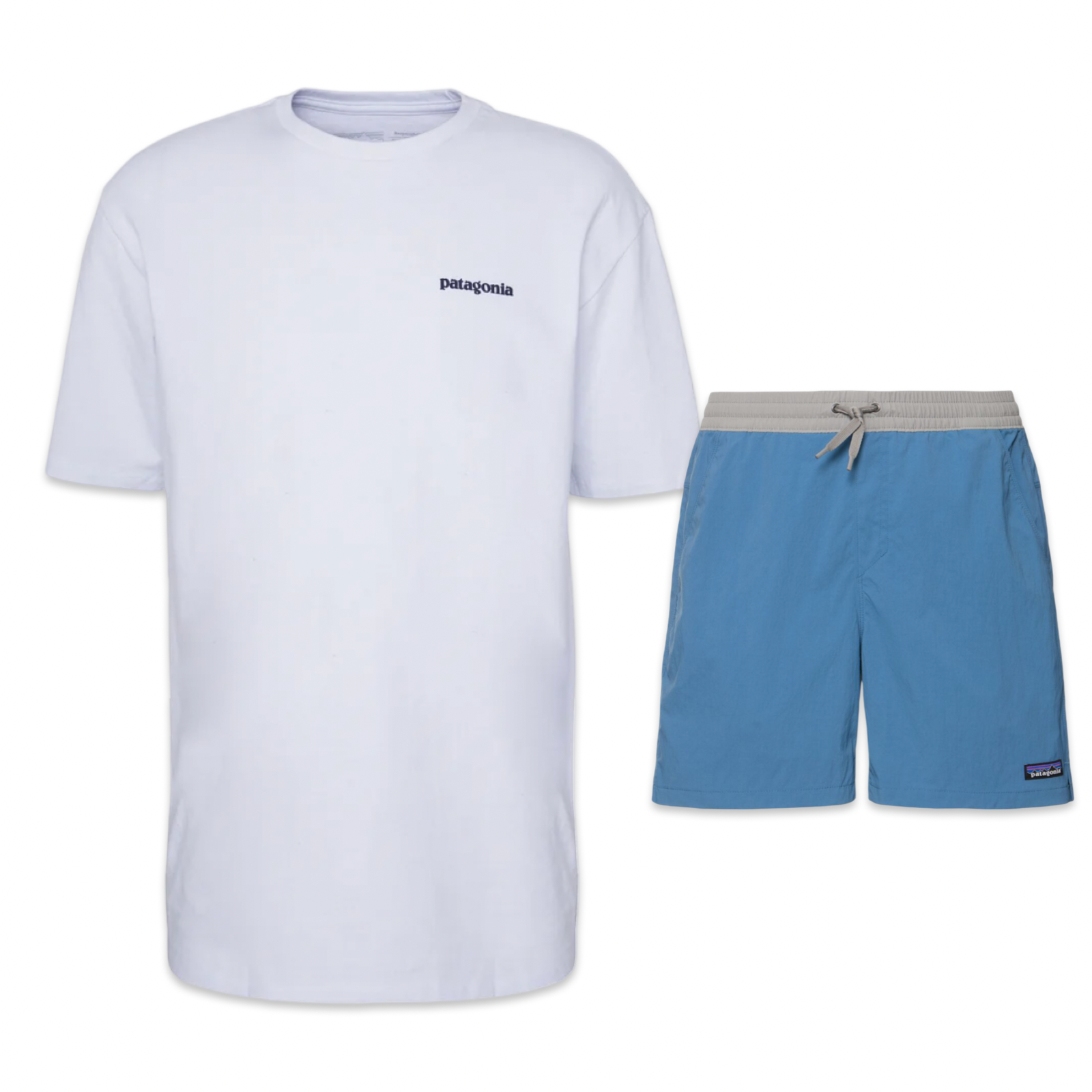 Patagonia Shorts & Tee Set ‘White & Blue’