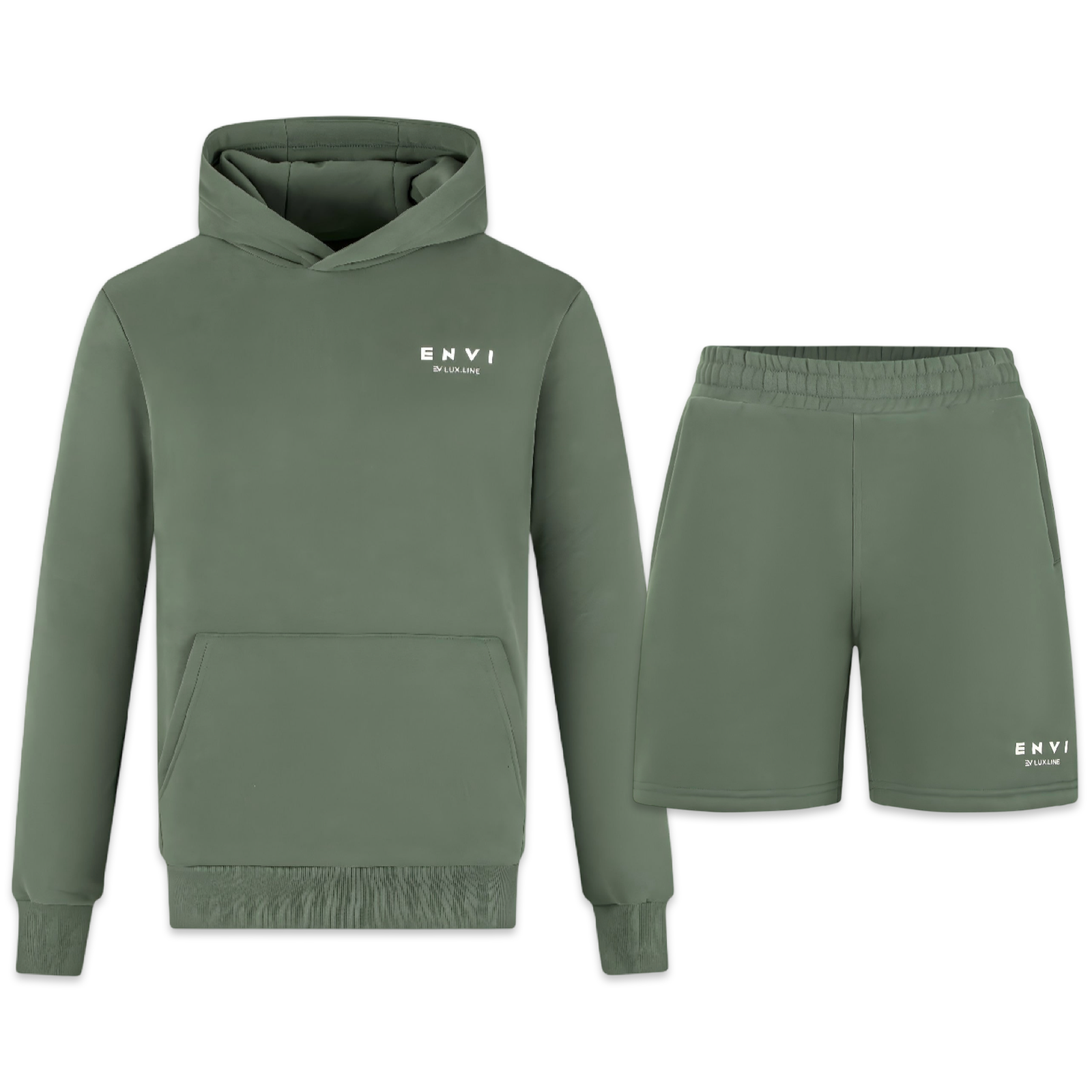 Envi-1 Luxe Line Hoodie & Shorts Set 'Khaki Green'