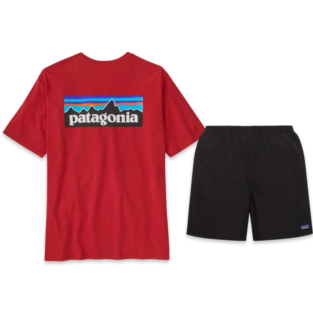 Patagonia Shorts & Tee Set 'Red & Black'
