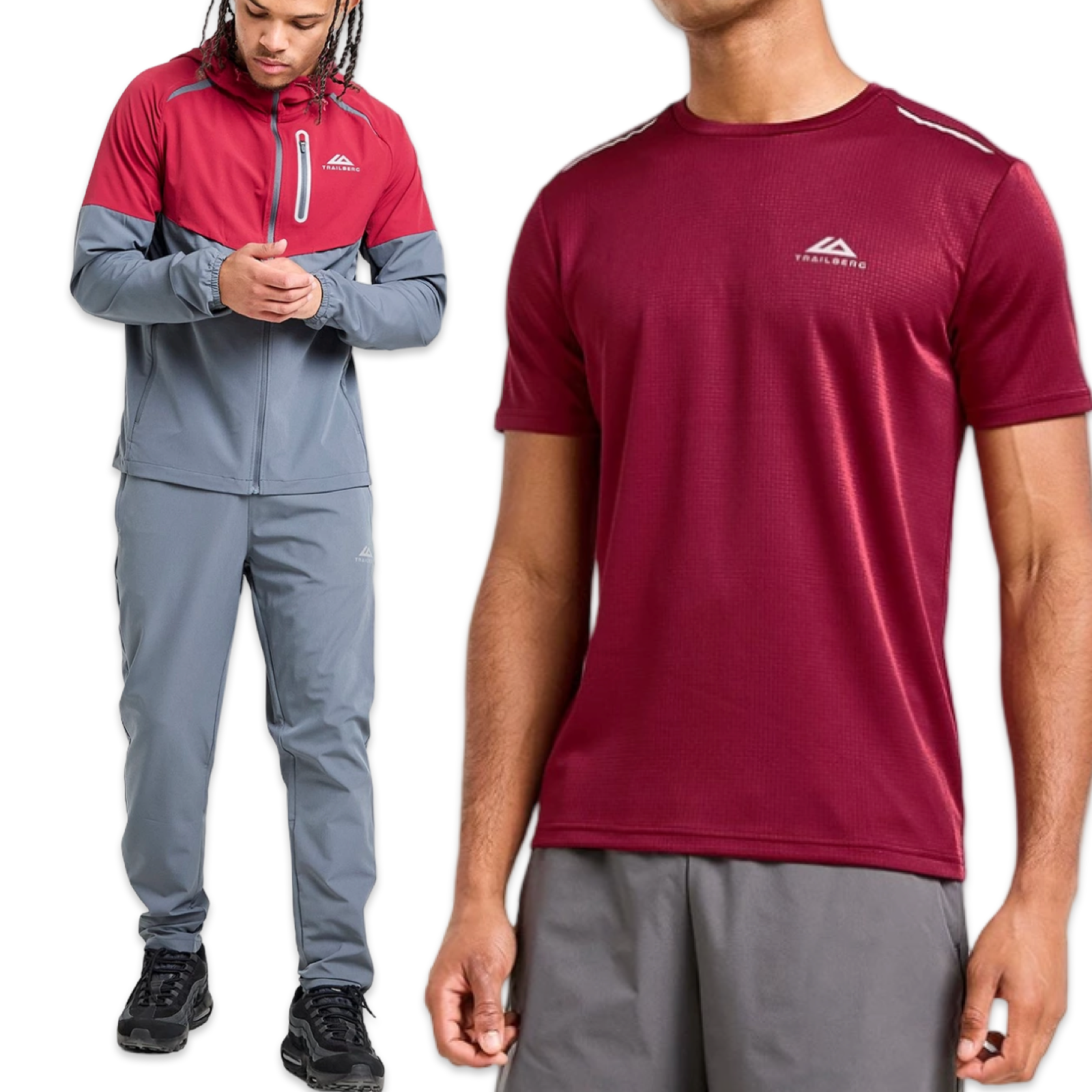 Trailberg 3 Piece Tracksuit 'Grey Burgandy'