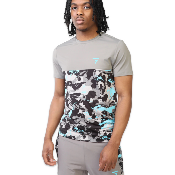 Griid Camo T-shirt ‘Grey/Aqua’