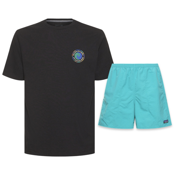 Patagonia Shorts & Tee Set ‘Black Turquoise’
