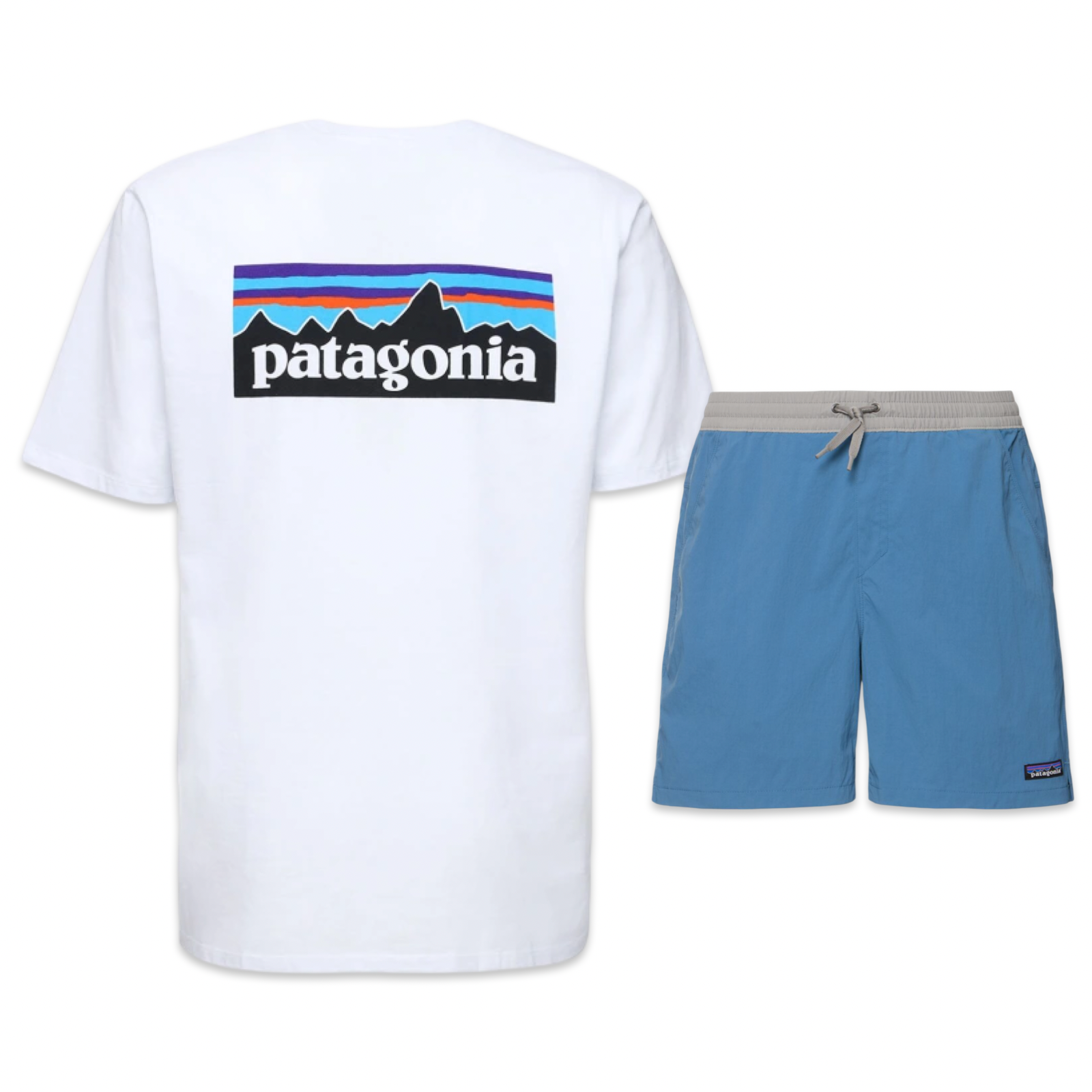 Patagonia Shorts & Tee Set ‘White & Blue’