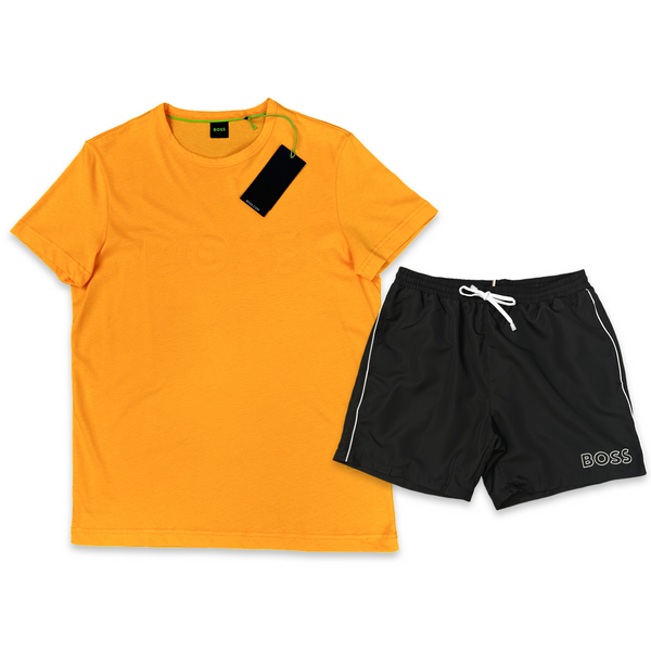 Hugo Boss T-Shirt & Shorts Set 'Black & Orange'