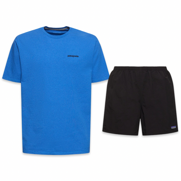 Patagonia Outline Shorts & Tee Set ‘Blue & Black’