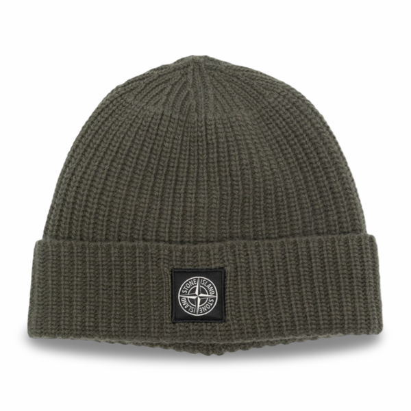 Stone Island Compass Ribbed Beanie 'Green’