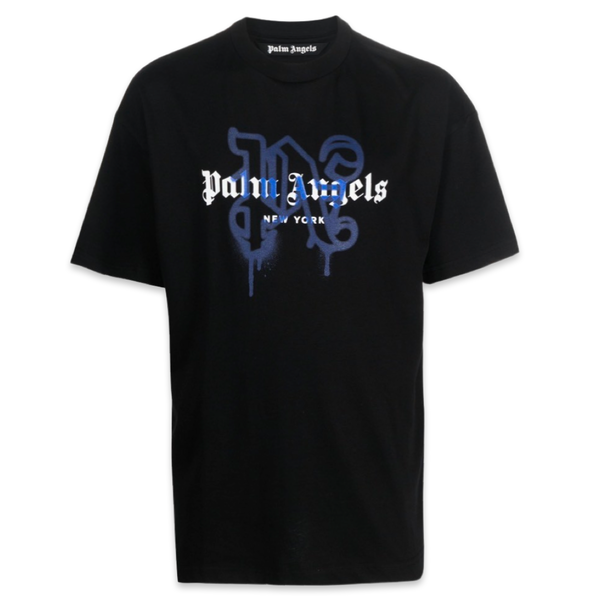 Palm Angels Blue Spray Monogram T-Shirt 'Black'