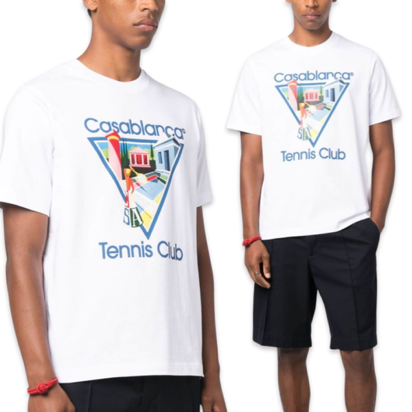 T-shirt Casablanca Tennis Club 'Blanc &amp; Bleu'