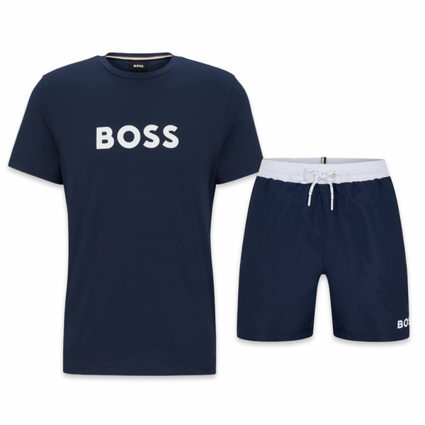 Hugo Boss Shorts & T-shirt Set 'Navy’
