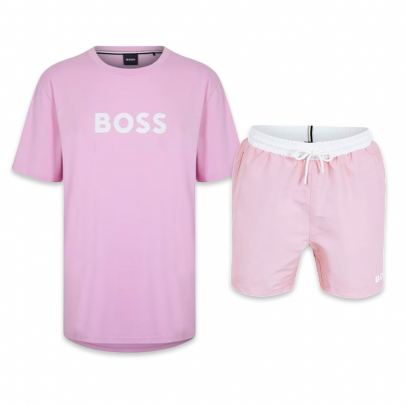 Hugo Boss Shorts & T-shirt Set 'Pink’