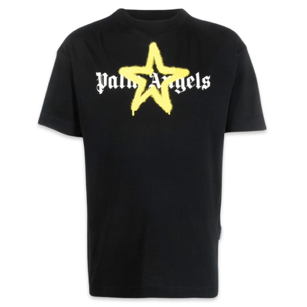 T-shirt Palm Angels Yellow Star Spray 'Noir'