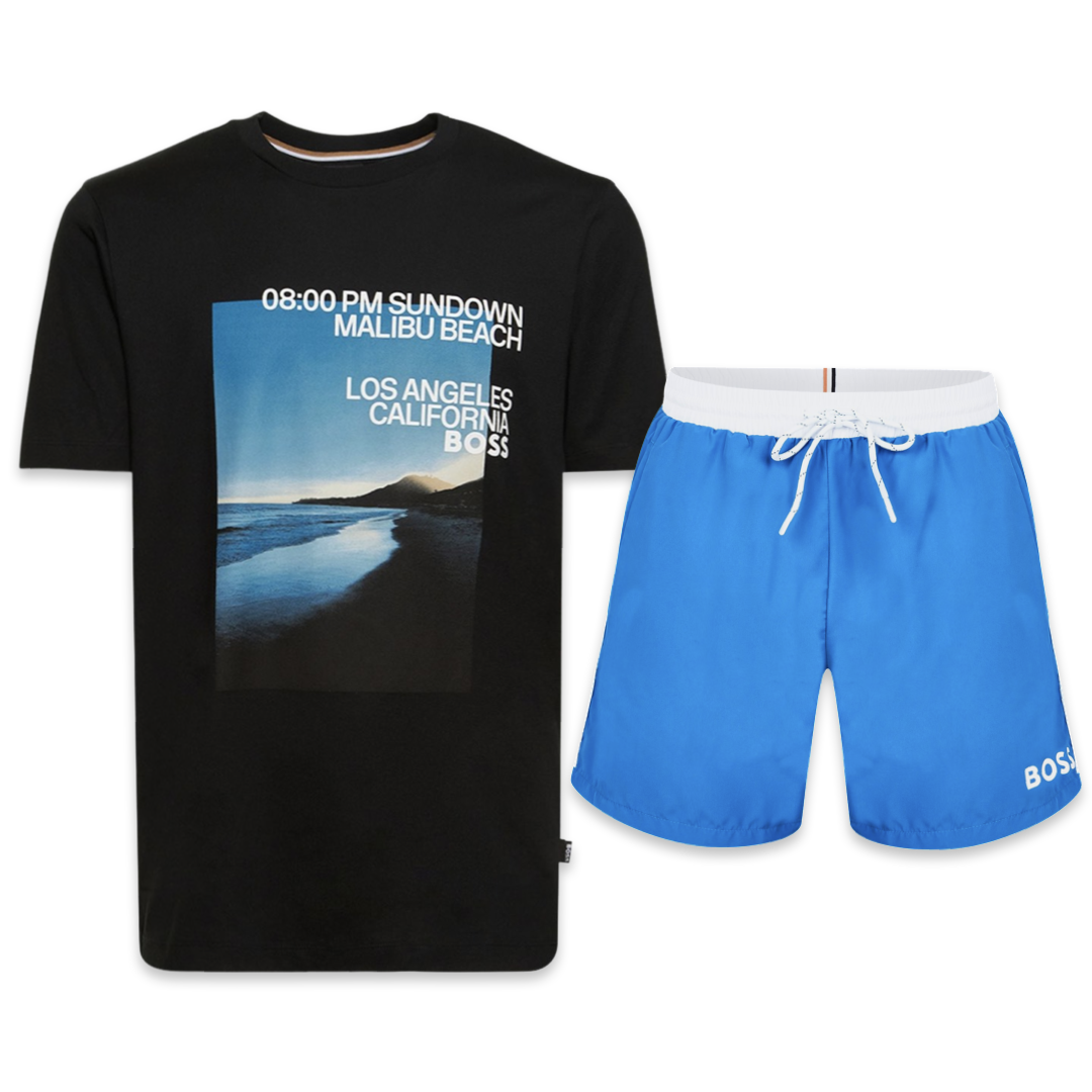 Hugo Boss Shorts & T-shirt Miami Beach Set 'Black & Blue'