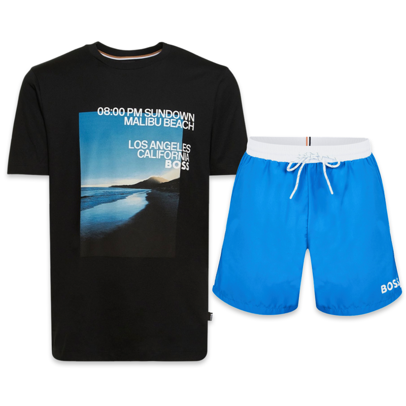 Hugo Boss Shorts & T-shirt Miami Beach Set 'Black & Blue'