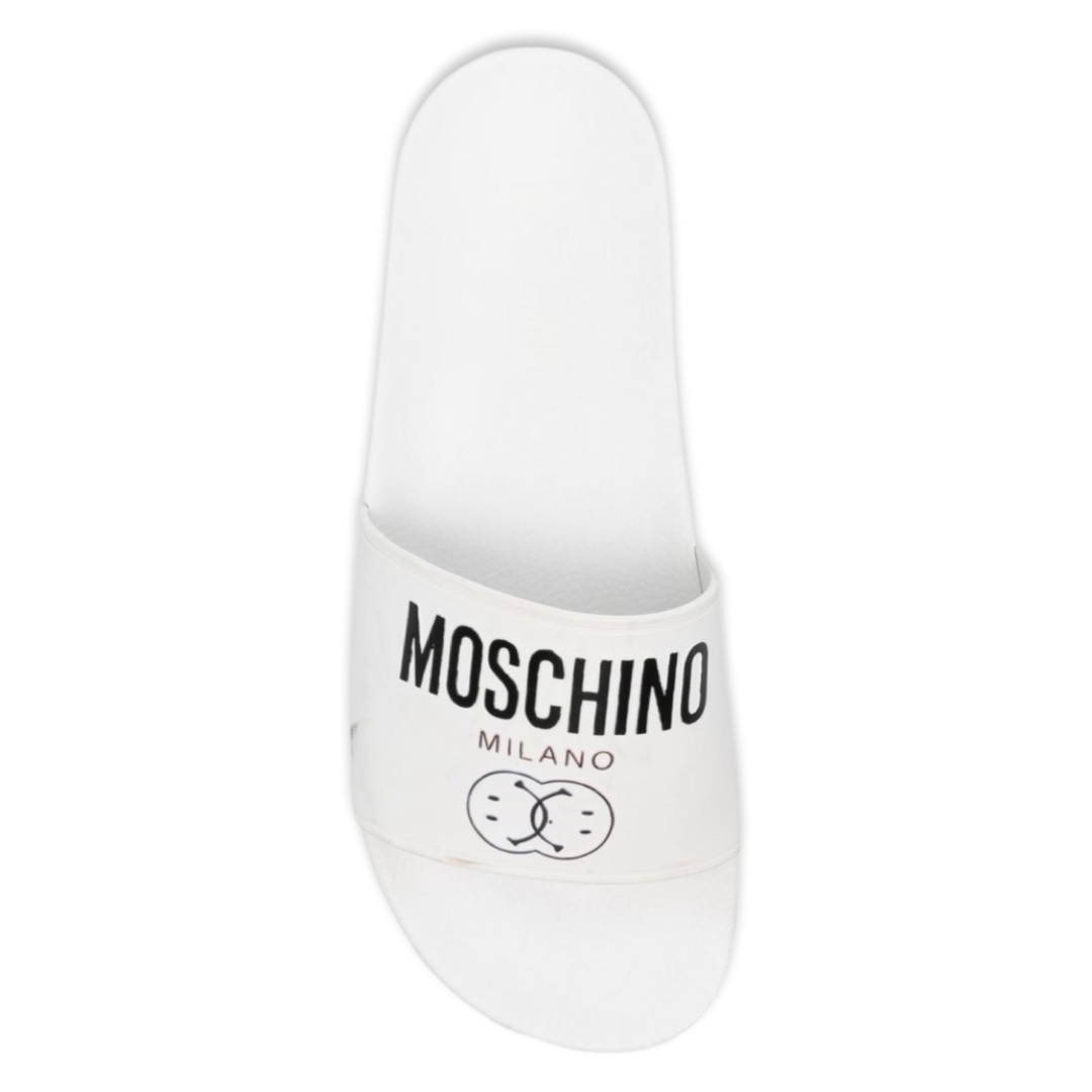 Moschino Smiley Logo Claquettes 'Blanc'